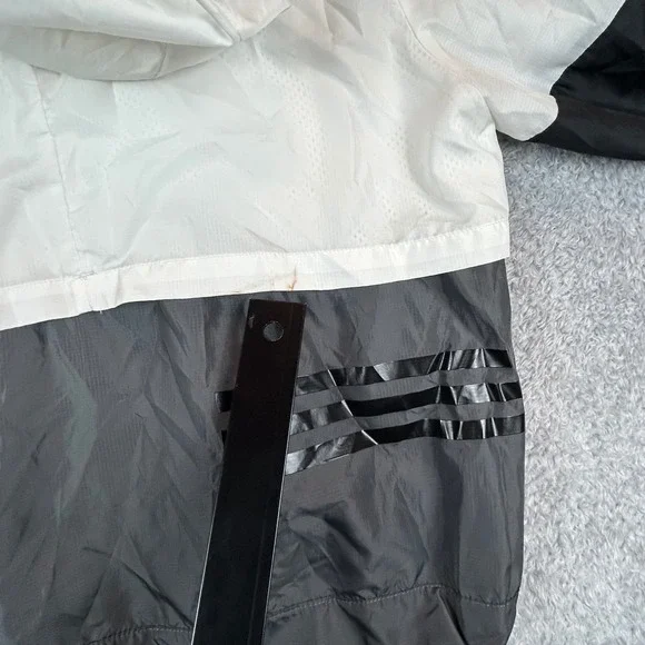 Adidas Womens Colorblock Hooded Windbreaker Jacket White Black CY7320 Sm. *READ* - Picture 7 of 8